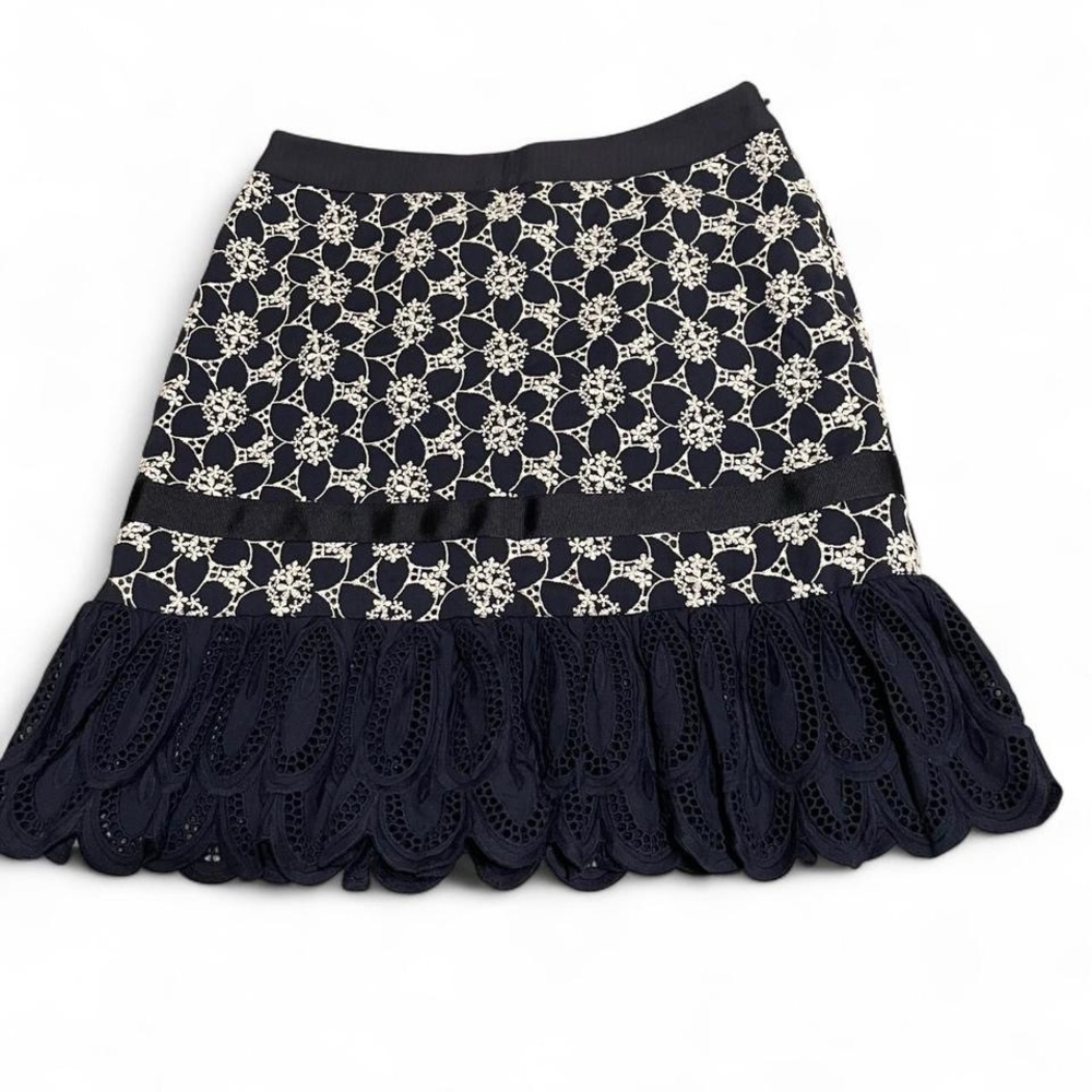 O'2nd Navy and White Lace Mini Skirt